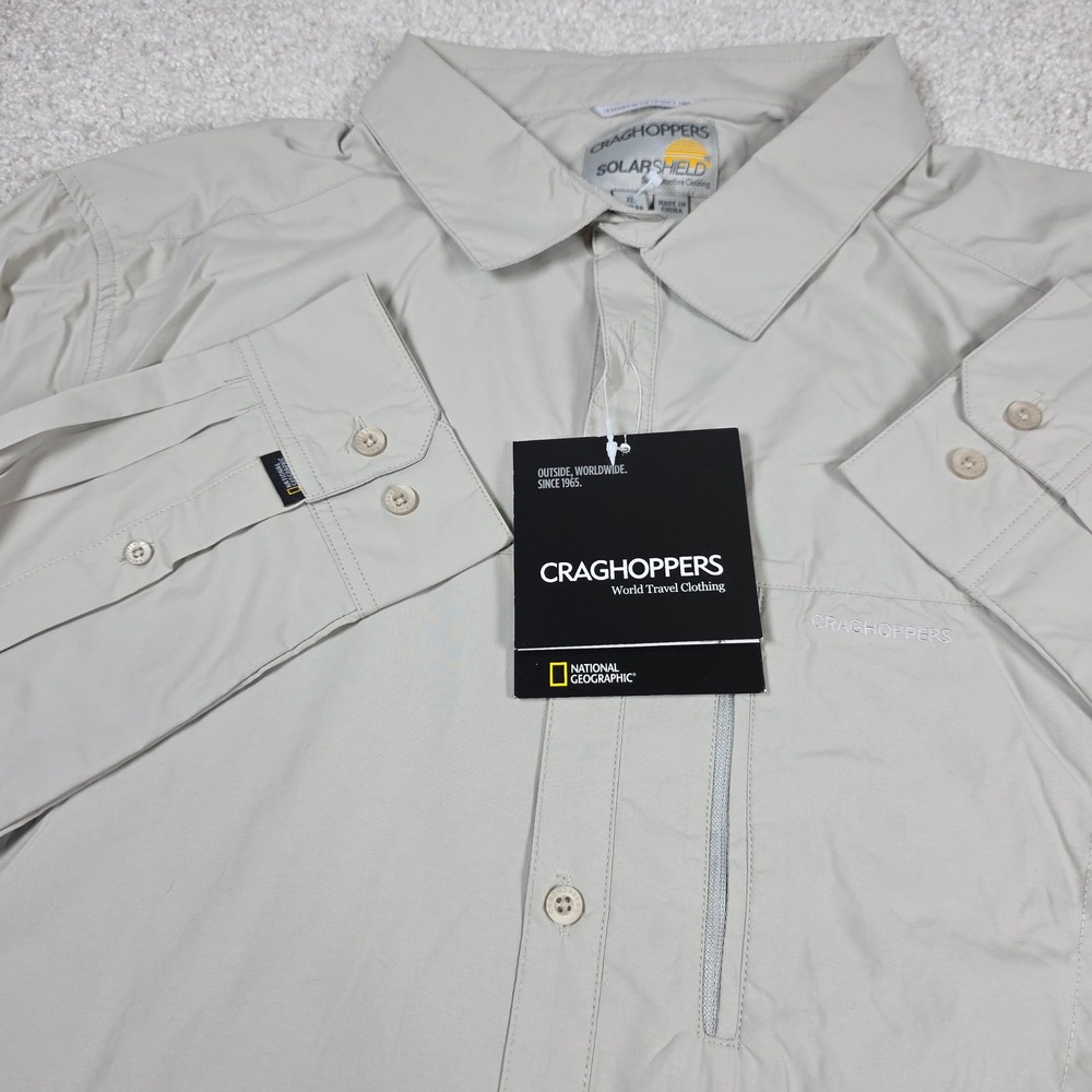 Craghoppers Nat Geo Pro Lite SolarShield Shirt Mens XL‎ Beige Travel UIPF Sun